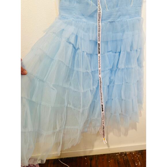 MAC DUGGAL 20529 Powder Blue Strapless Feathers Short Tulle Dress NWT sz 6 - Picture 4 of 16